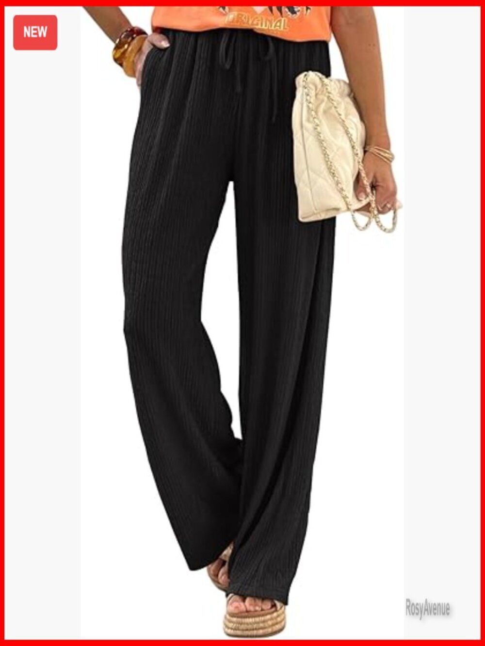 Wide Leg Linen Pants Flowy Palazzo Trousers with Pockets Casual Summer Work